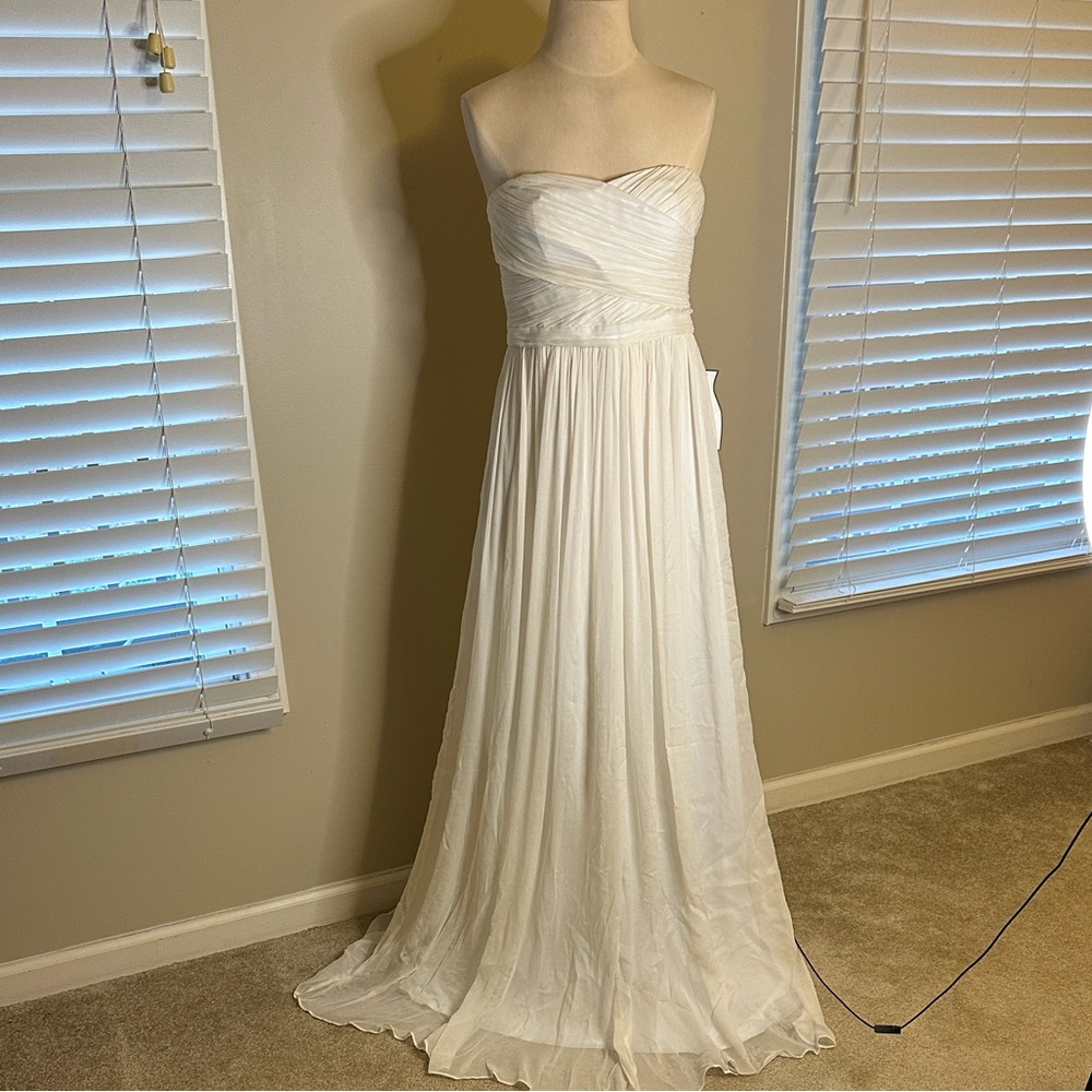 J. Crew White Strapless Ruched Chiffon Wedding Dress